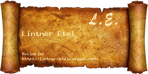 Lintner Etel névjegykártya